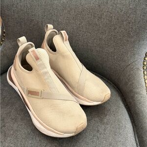 Puma Women's Beige Slip-On Sneakers